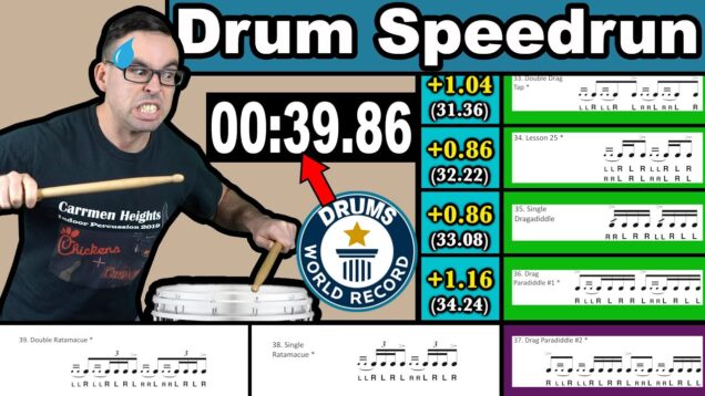 DRUMS-Speedrun-World-Record-All-40-Rudiments-in-39.86s-Davie504-Response